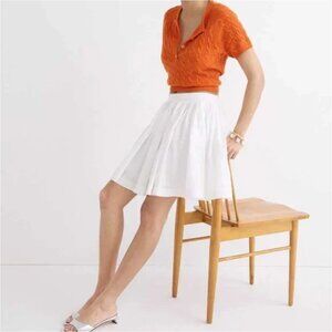 J Crew Double Layered Linen Mini Skirt White Size 2 Side Zipper